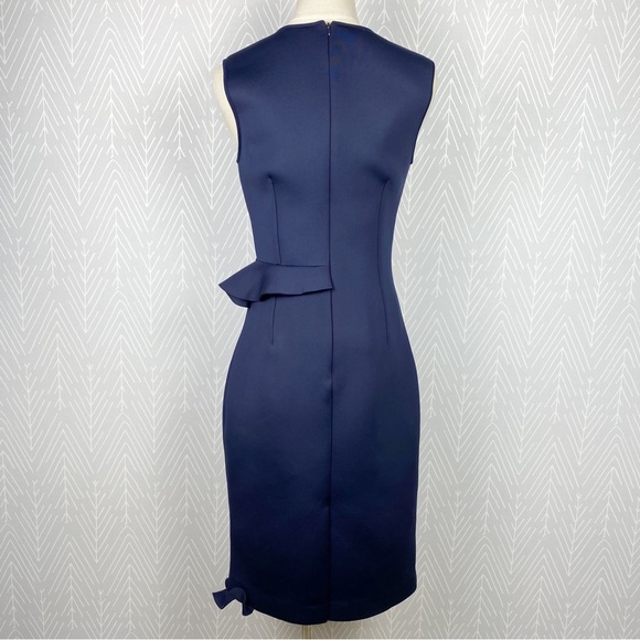 NERO by Jatin Varma Navy Blue Scuba Ruffle Cocktail Dress. - Picture 7 of 13